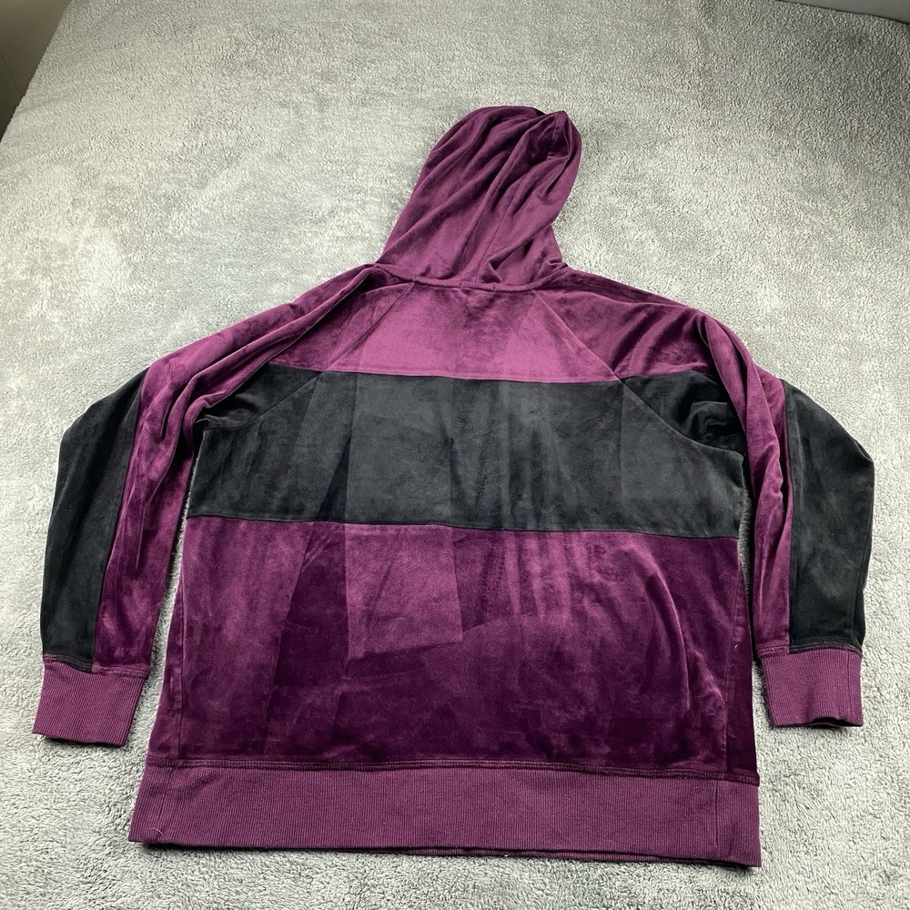 Champion Elite Velour Hoodie Pullover Womens Small Purple Black Long Sleeve - Picture 12 of 16